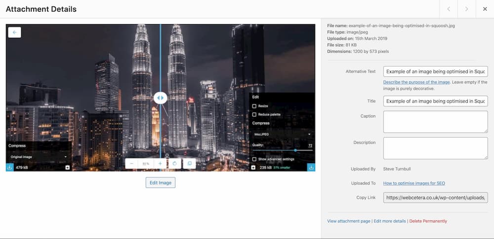 Using Squoosh.app to optimise an image for SEO and WordPress