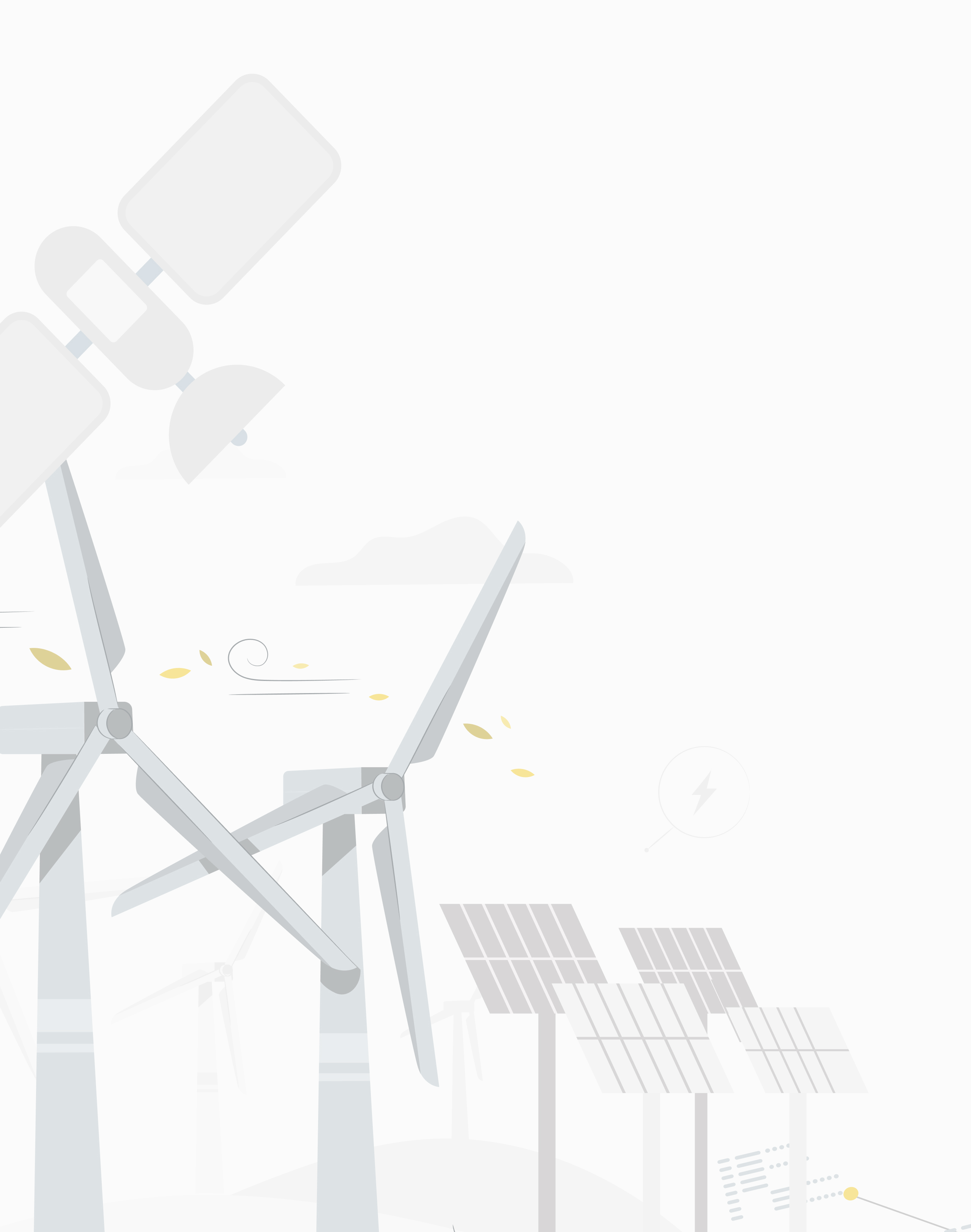 Illustration of wind turbines, solar panels and data
