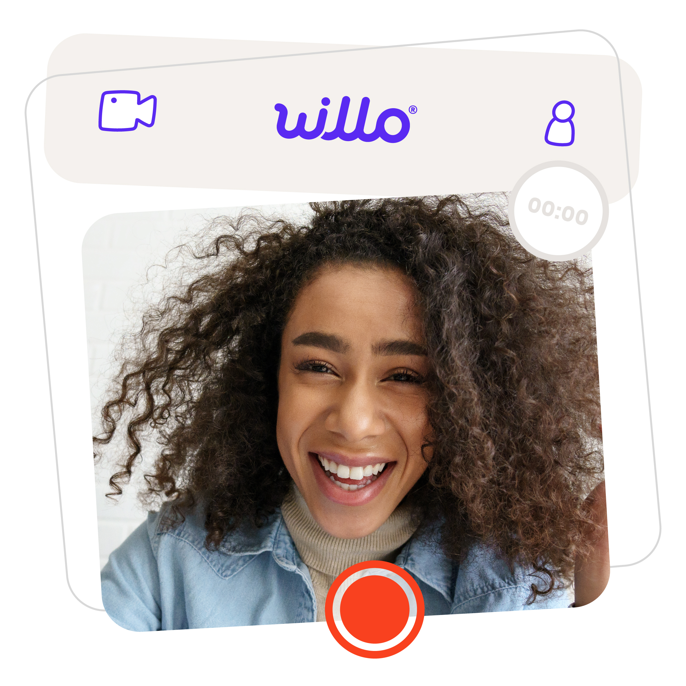 Smiling Girl on Willo Video Interview with curly hair