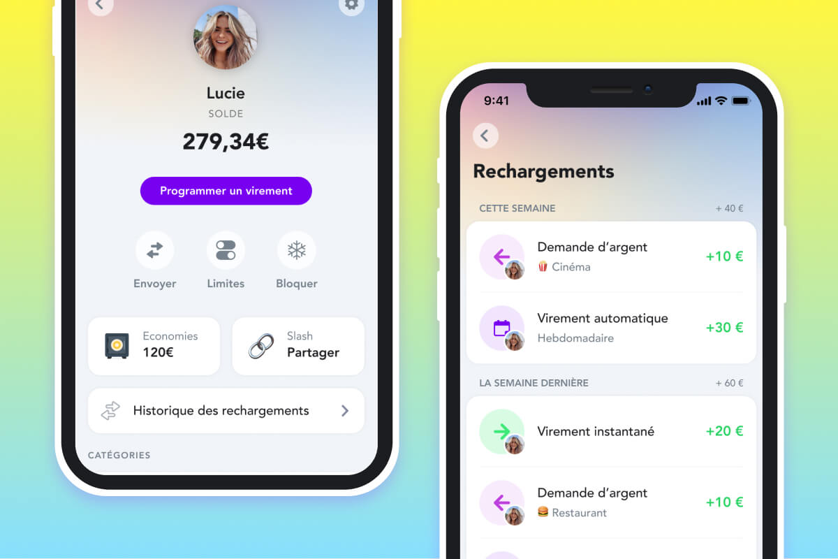 Historique des rechargements dans l'application Parent