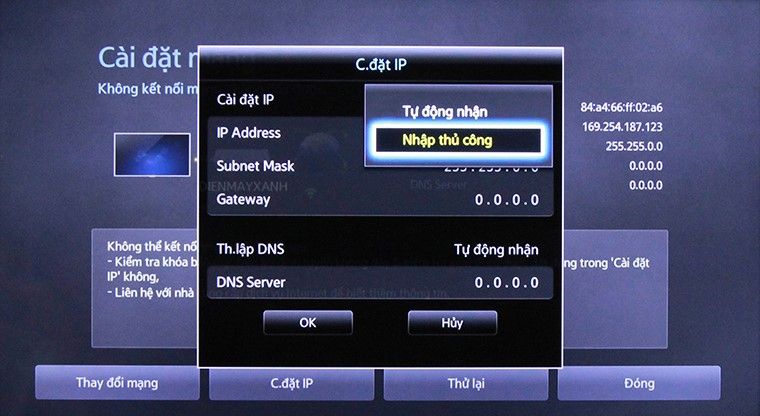 khắc phục khi tivi không kết nối được mạng