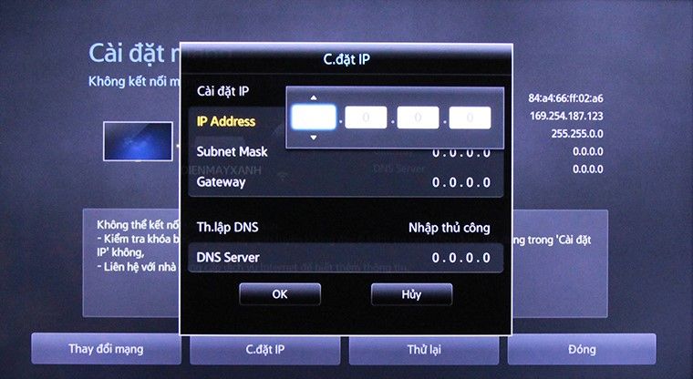 khắc phục khi tivi không kết nối được mạng