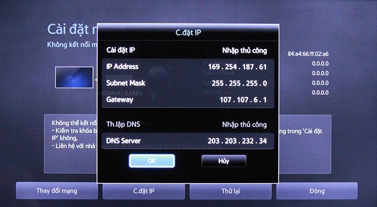 khắc phục khi tivi không kết nối được mạng