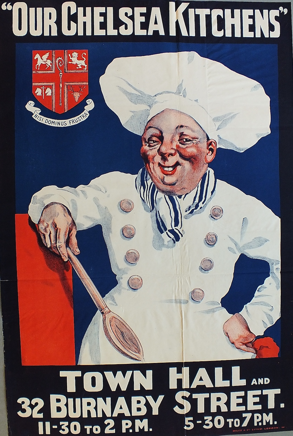 The Chelsea Kitchens were set up during the war to provide cheap and nutritious food for the poor of Chelsea. This poster featured in the 78 Derngate Centenary Exhibition: "Charles Rennie Mackintosh & The Great War" 1st Feb 2017 - 29th Apr 2017.