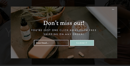 Free shipping popup