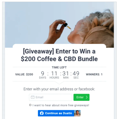 Giveaway Landing Page
