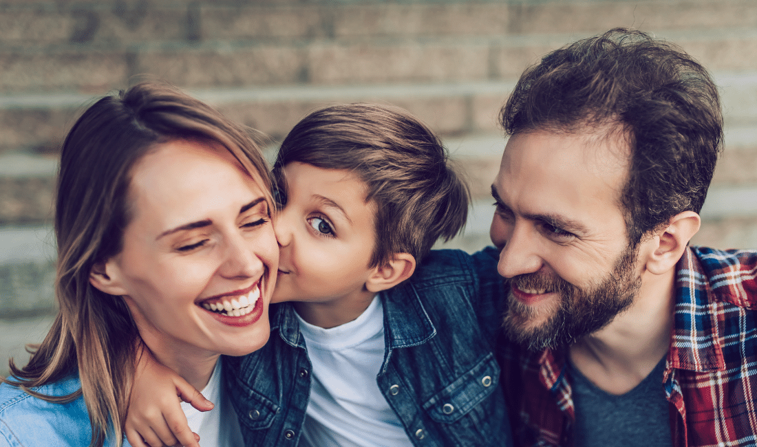 family happy in the outdoors.