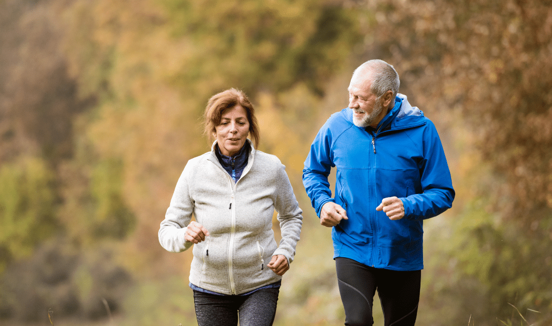 Senior Couple Running outside