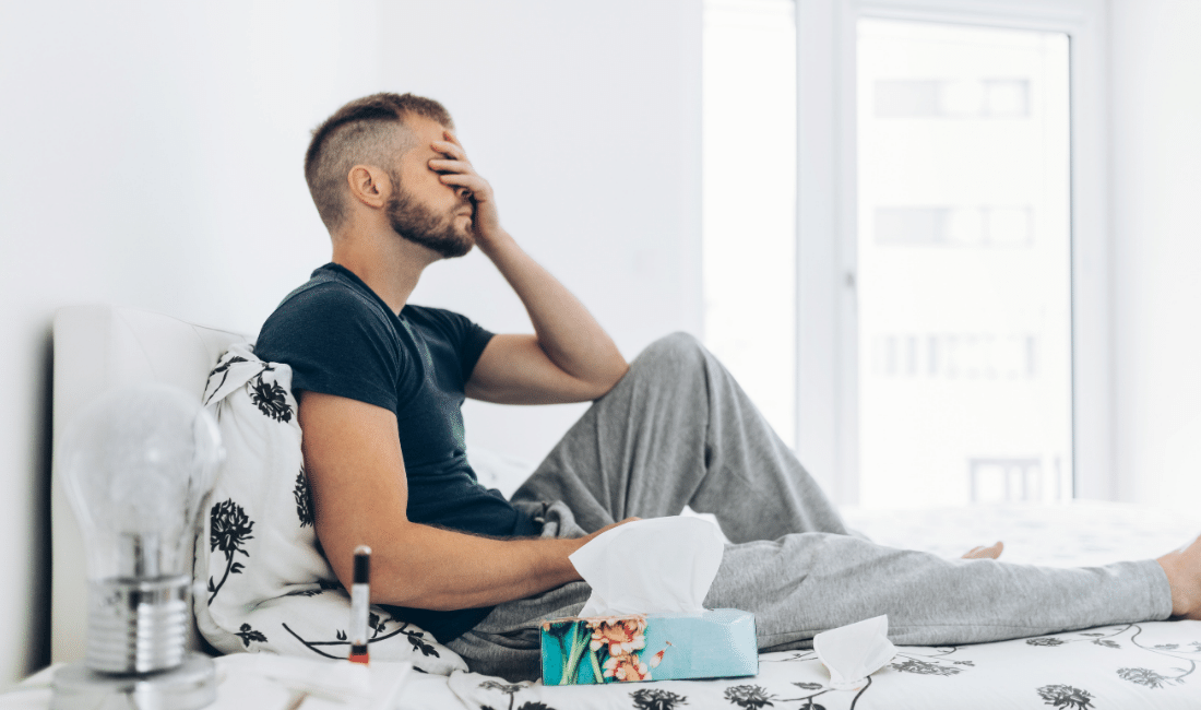 Man in Home Quaratine after Positive Covid 19 Test
