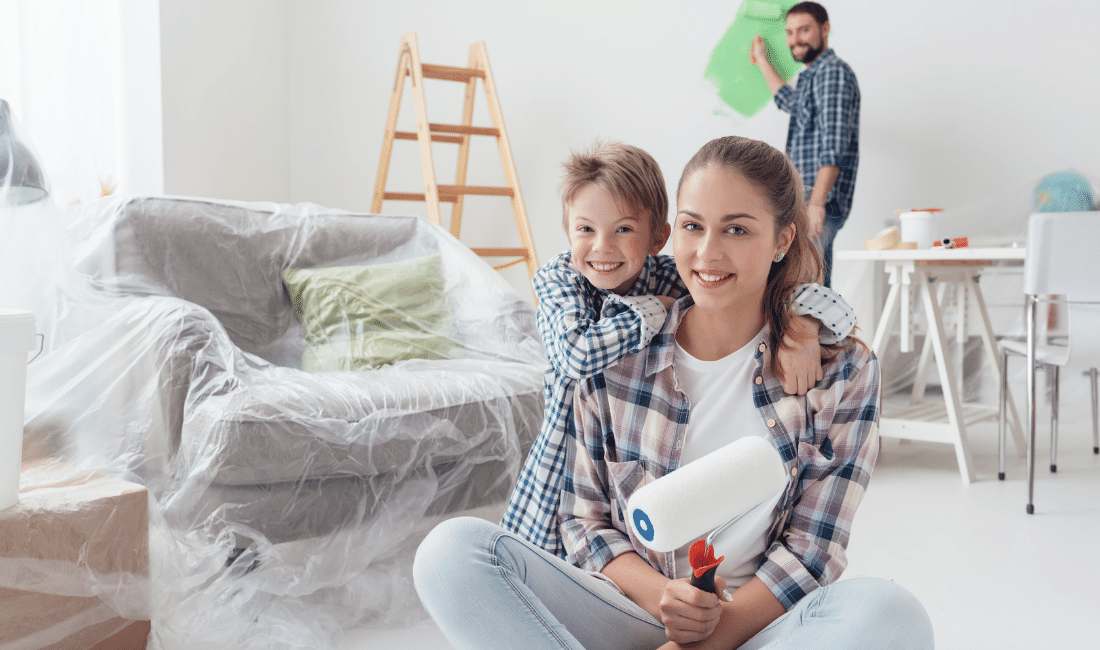 Family renovating their new apartment
