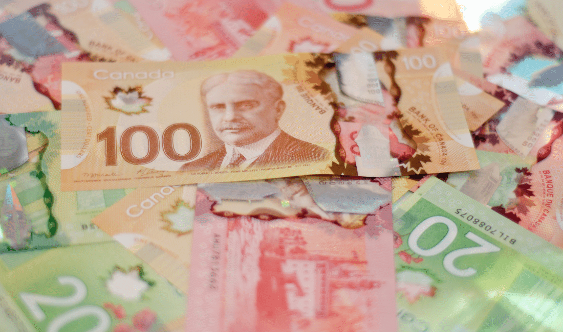 Pile of colorful Canadian money