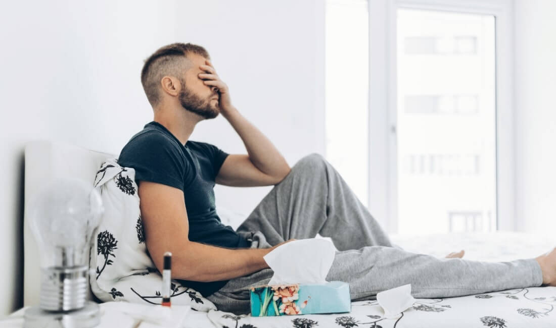 Man in Home Quaratine after Positive Covid 19 Test