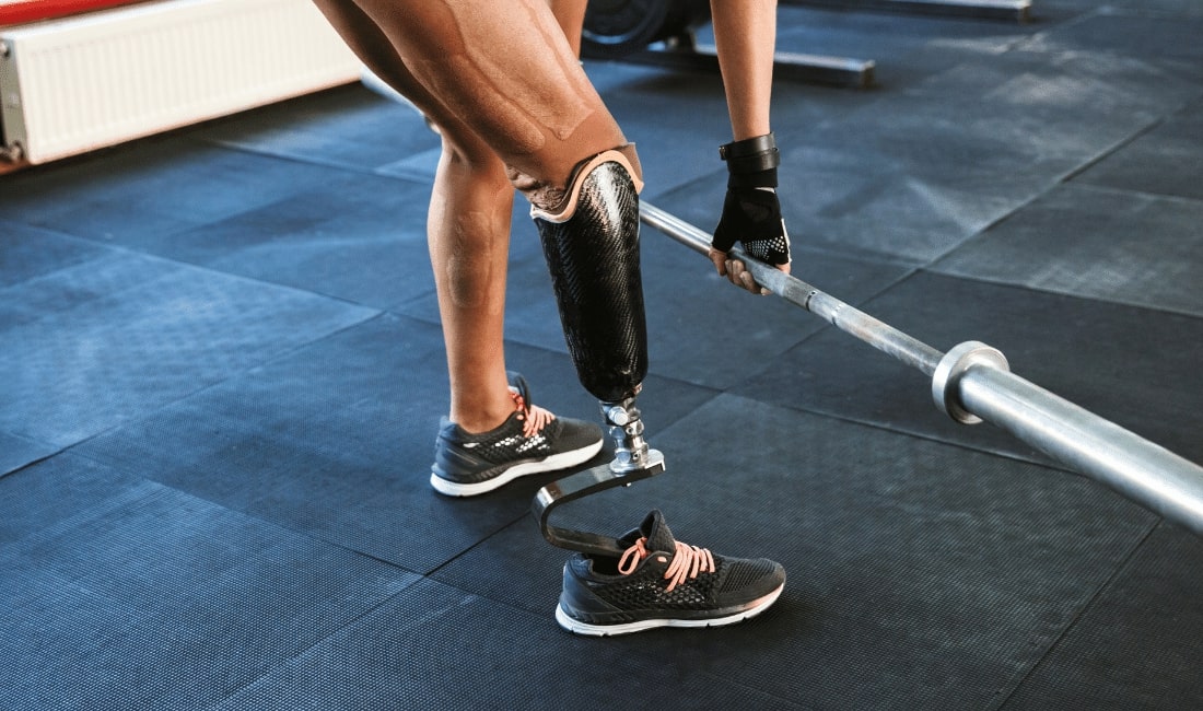 Disabled Sports Woman Doing Sport Exercises