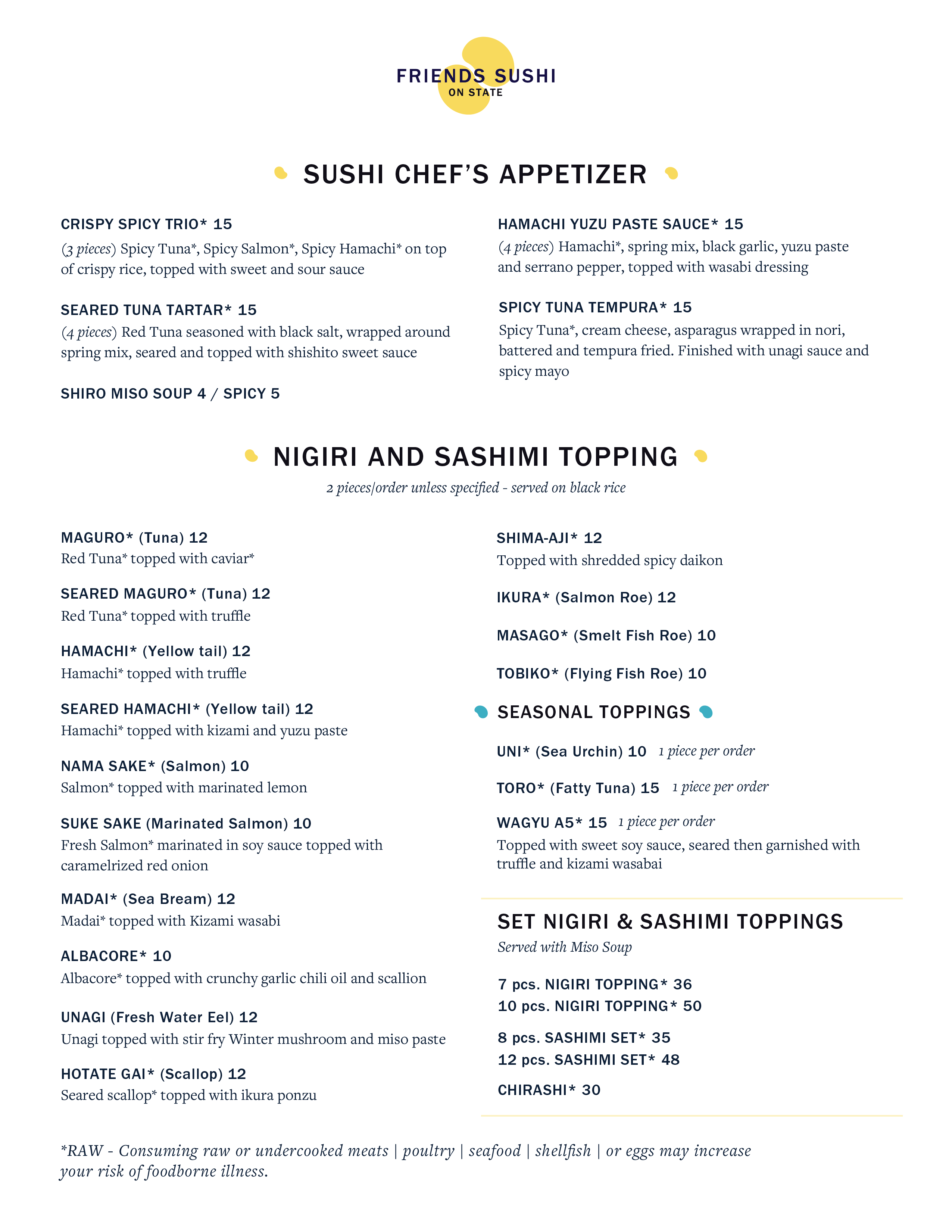Menu State Apps and Sushi Toppings