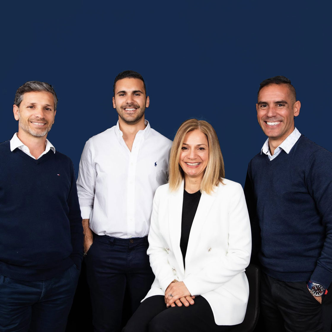 Photo of the team Sam (Left), Antony (Centre-left), Lily (Centre-right), Jose (Right)