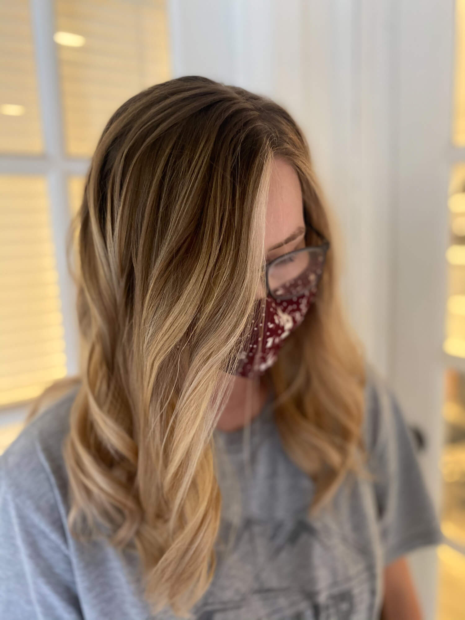 Beautiful full balayage showing natural looking lightening from front