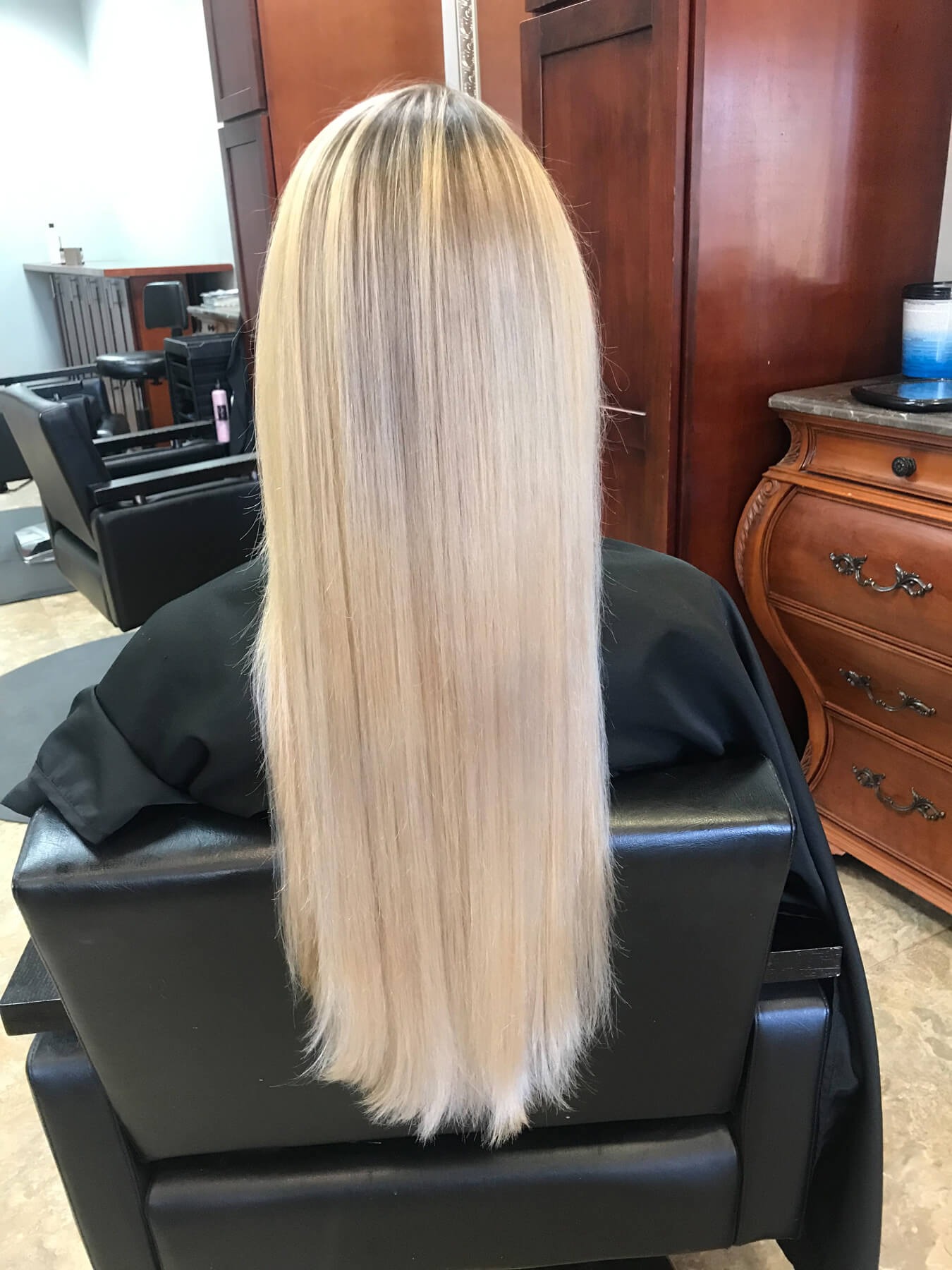 Full blonde high balayage from back