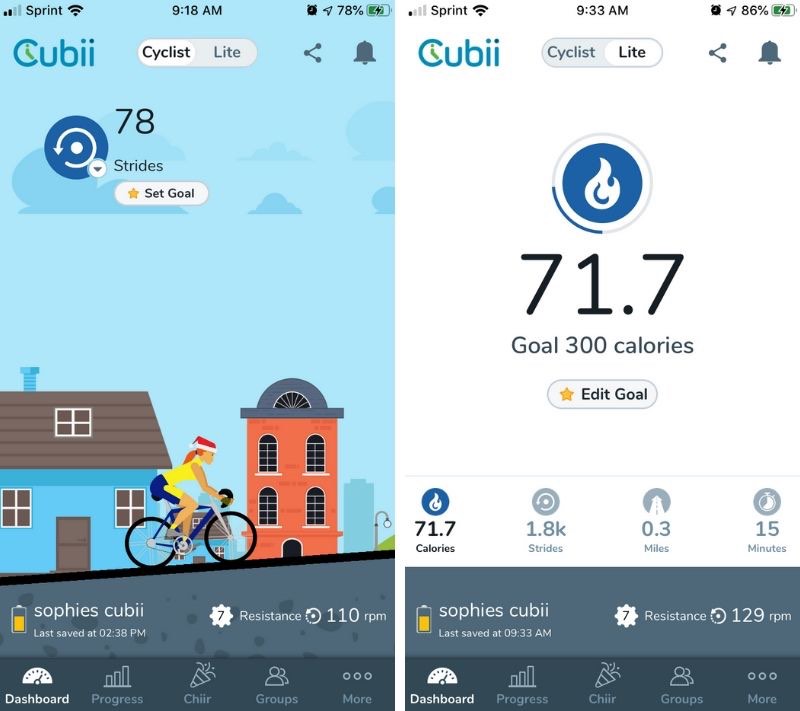 Cubii Pro App Dashboard