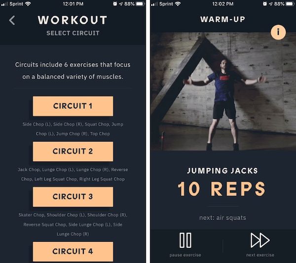ChopFit Workout App Screen