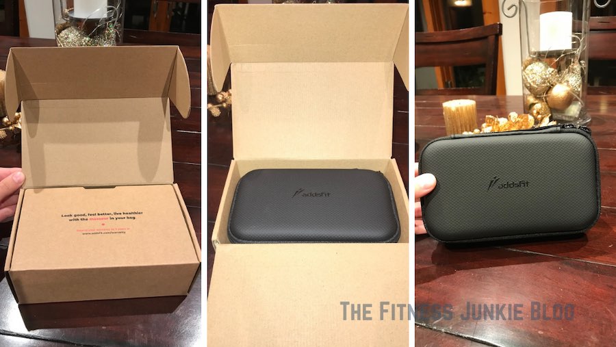 Three images of the addsfit box being opened.