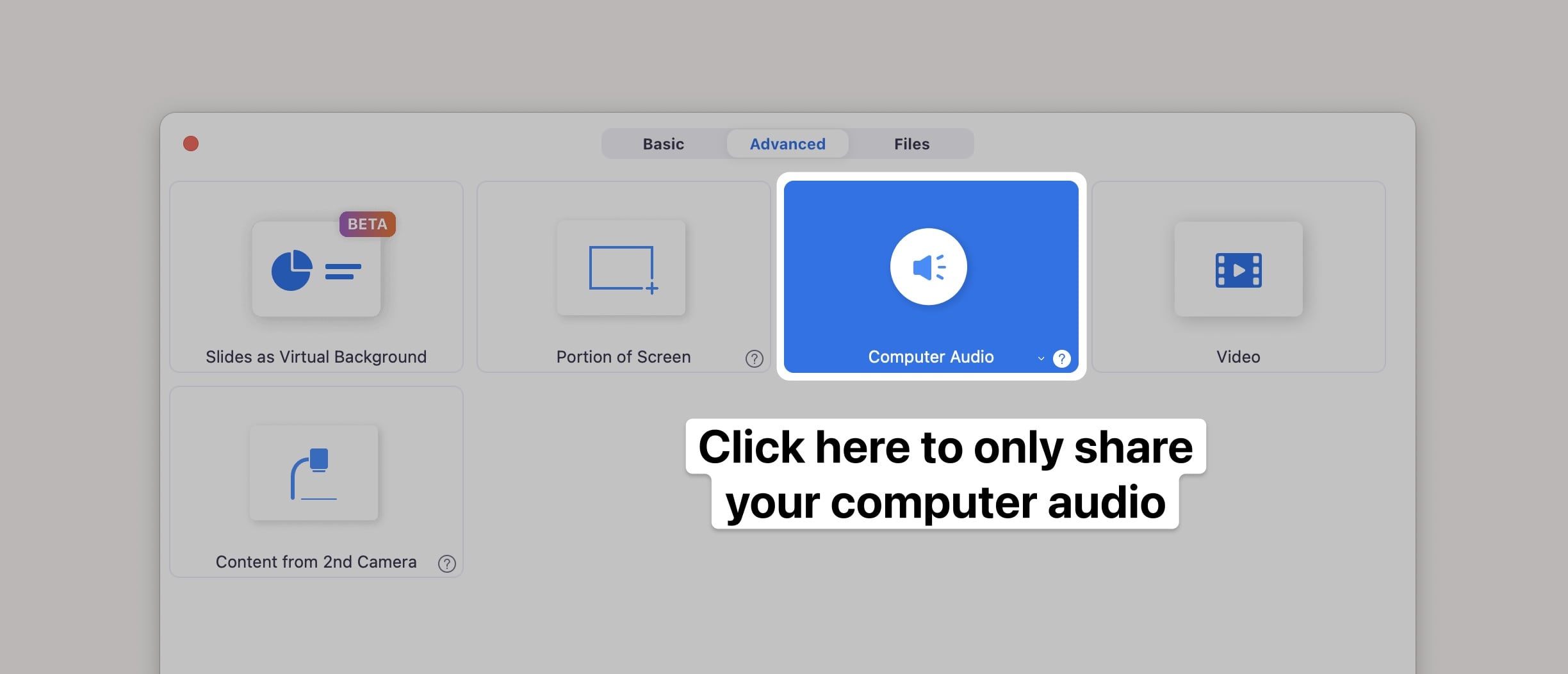 How to share background music to Zoom