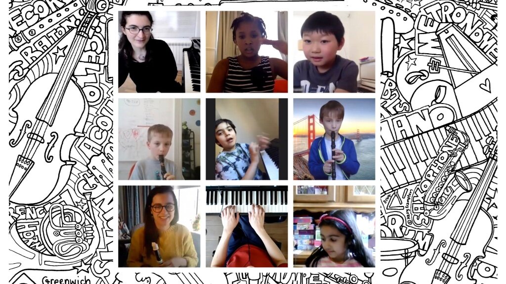 A collage of Greenwich Music School online concerts
