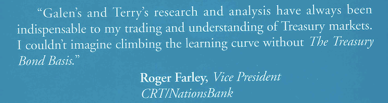 Endorsement blurb from the back of The Treasury Bond Basis book