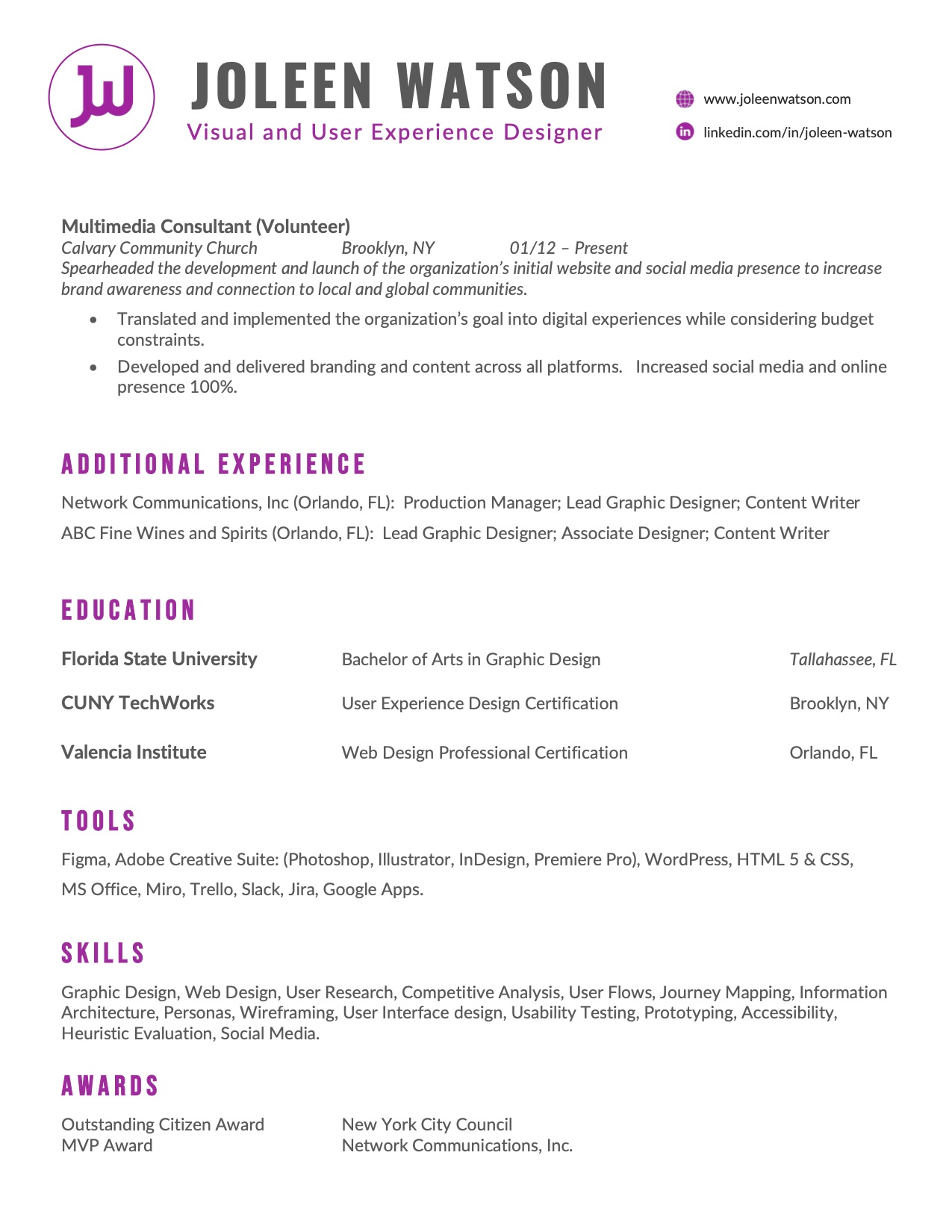 Joleen Watson's resume