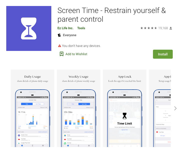 screen time app on google play store