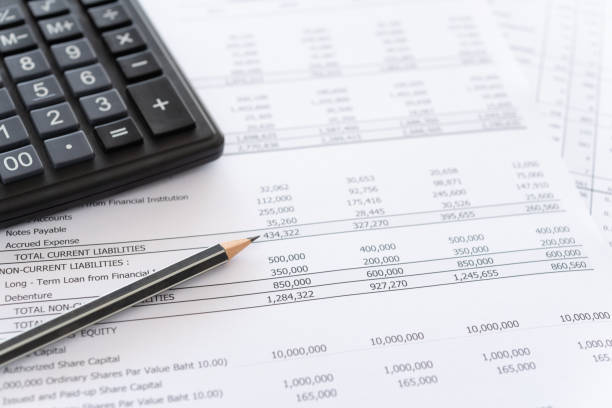 Pencil on top of accounting records.