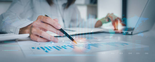 Woman working on holographic graphs