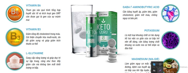 Thành phần viên giảm cân Keto Guru