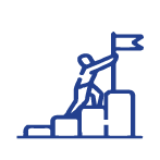 icon of person ascending to flag