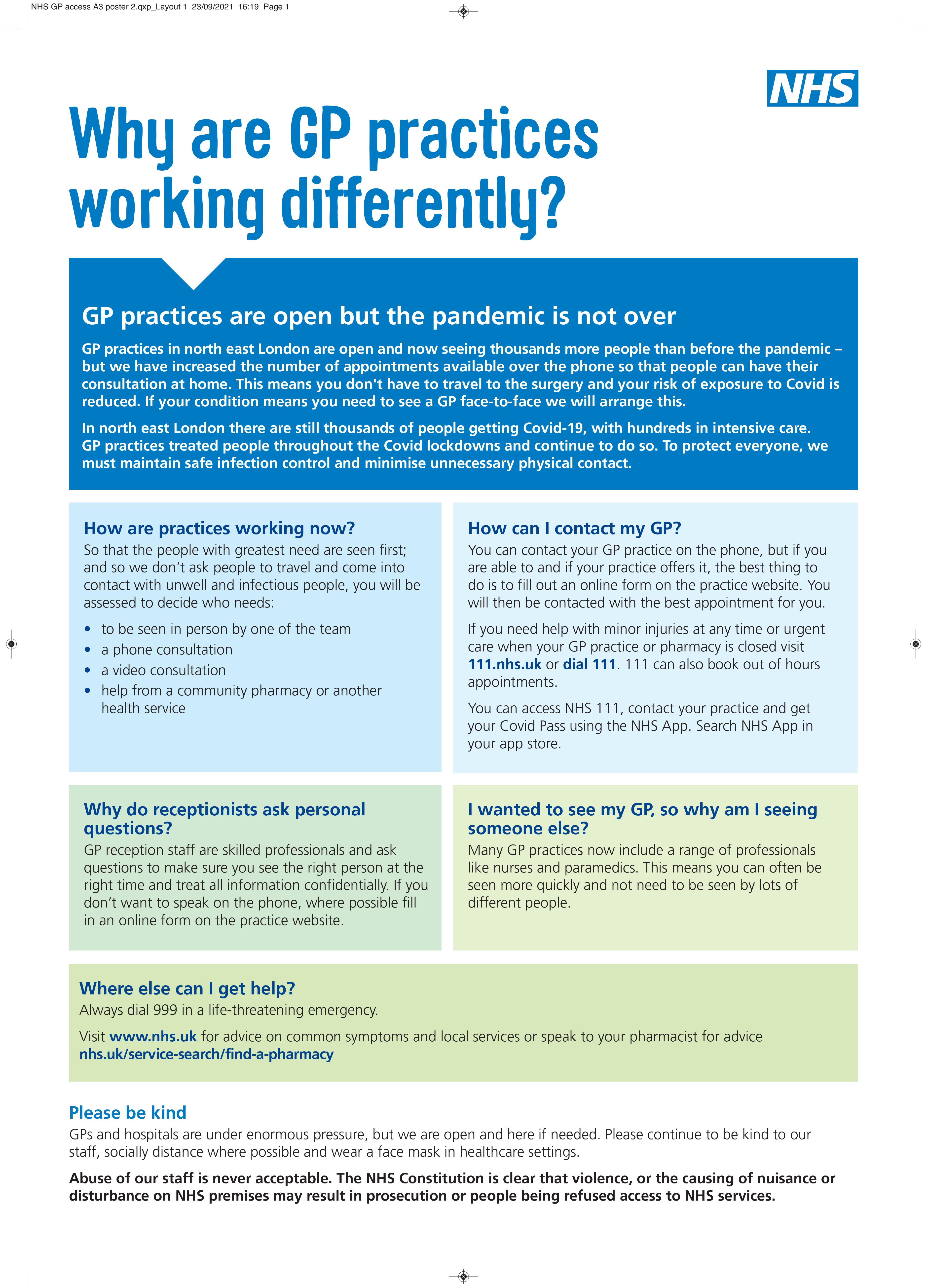 Why are GP practices working differently? NHS GP Surgery