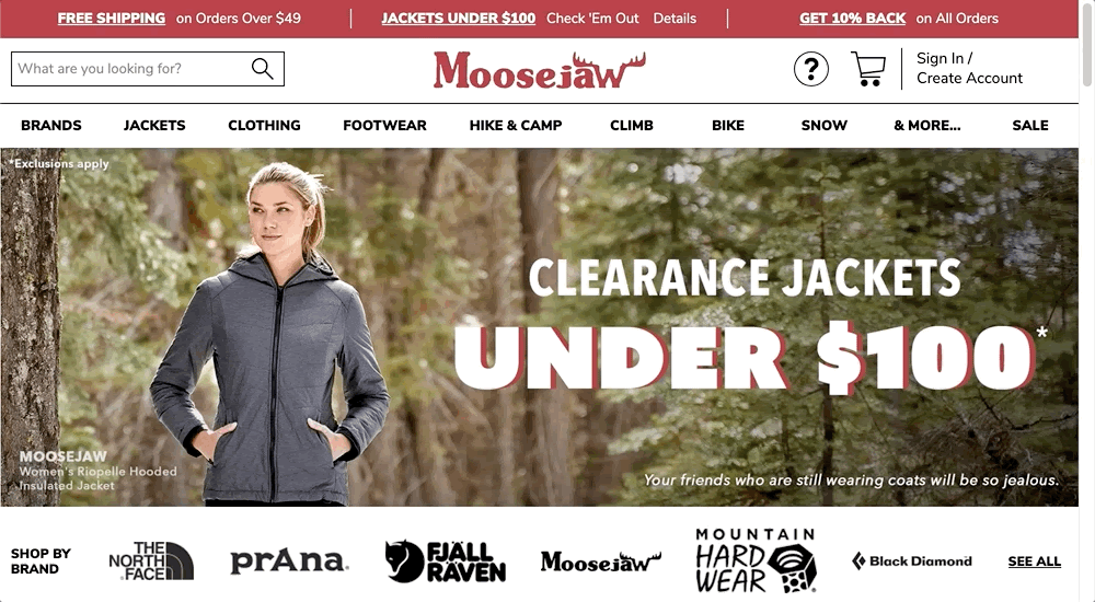 A GIF showing an example of a mega menu on the Moose Jaw site that expands when a user clicks on it.