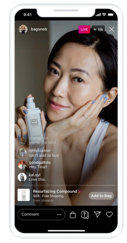 woman selling face cream on instagram story