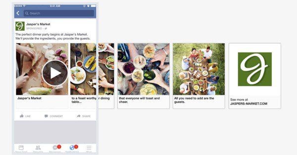 facebook carousel ad with photo and video content