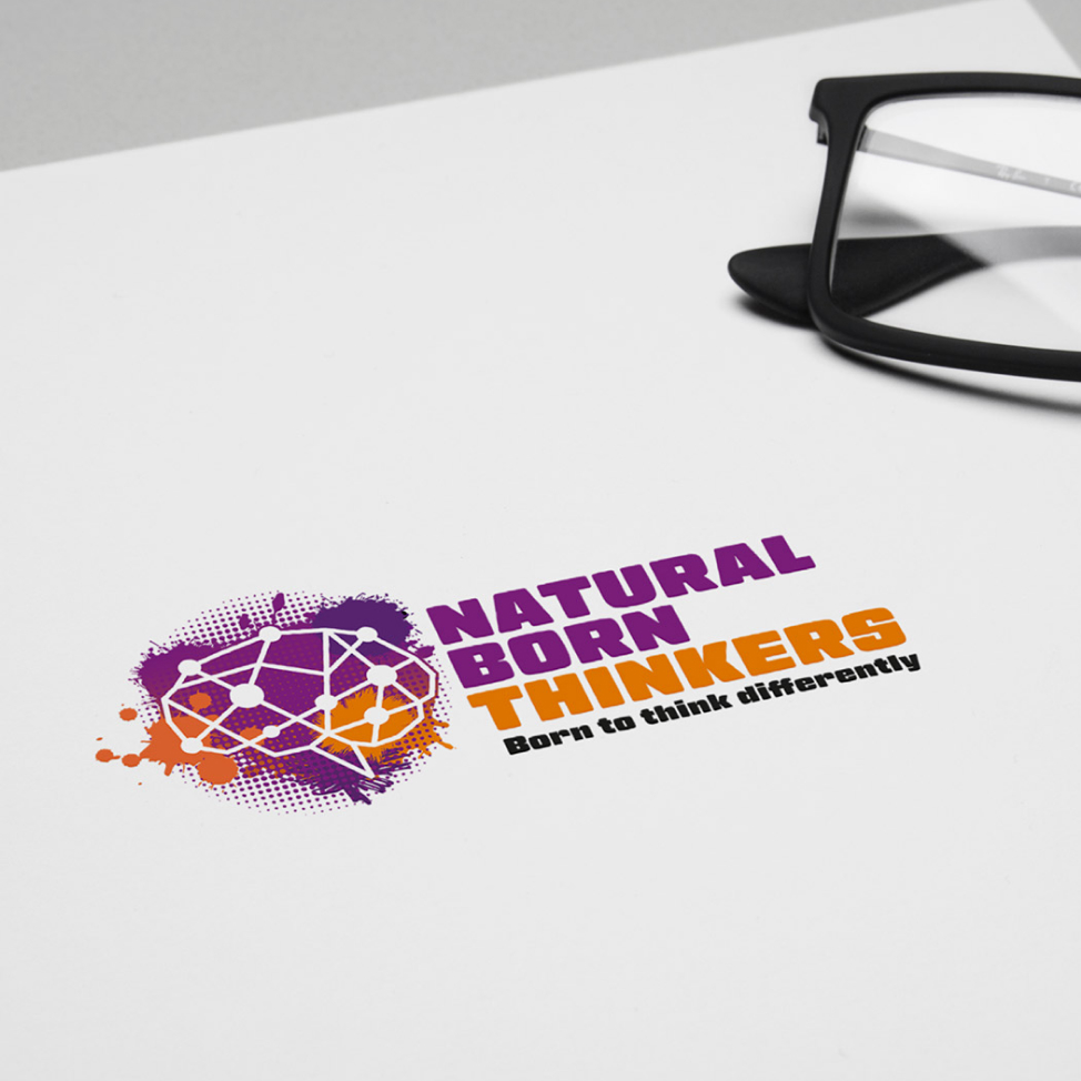 Natural born thinkers logo design on a stationery.