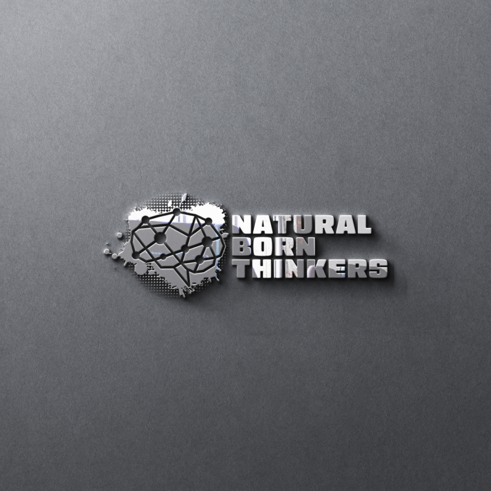 Natural born thinkers logo design on a wall.
