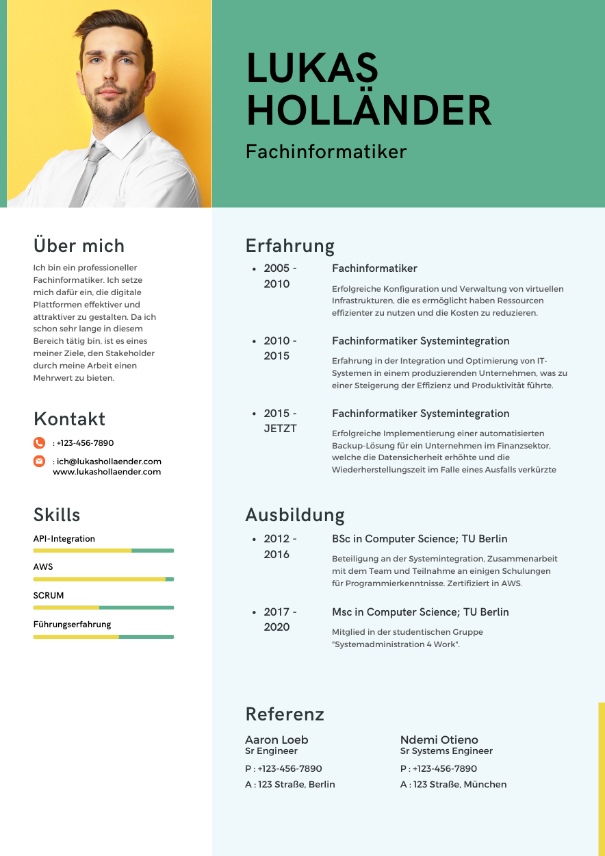 Fachinformatiker-Systemintegration-Muster-Lebenslauf