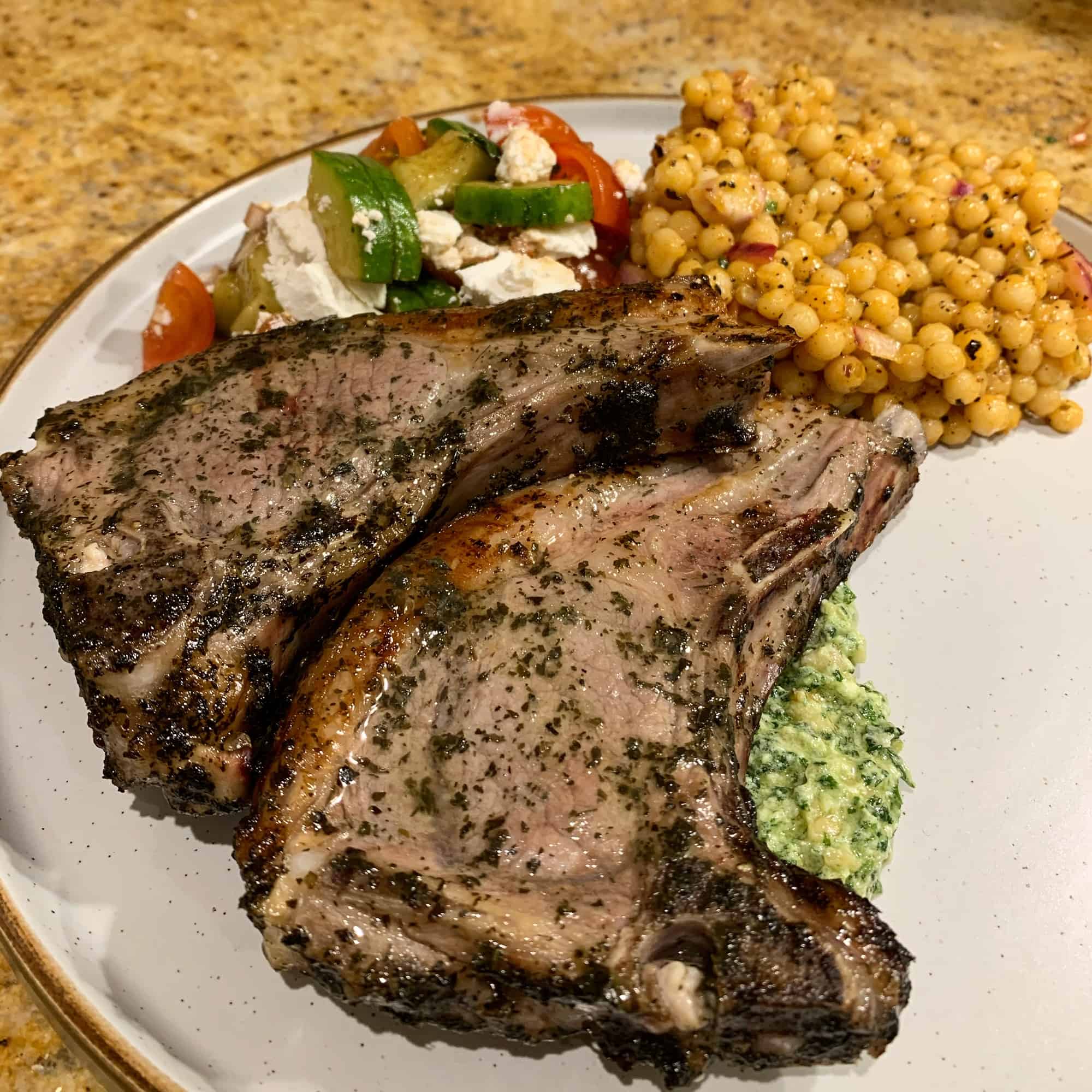 What Willy NonStressipes MINTED LAMB CHOPS, PESTO & SPICED COUSCOUS