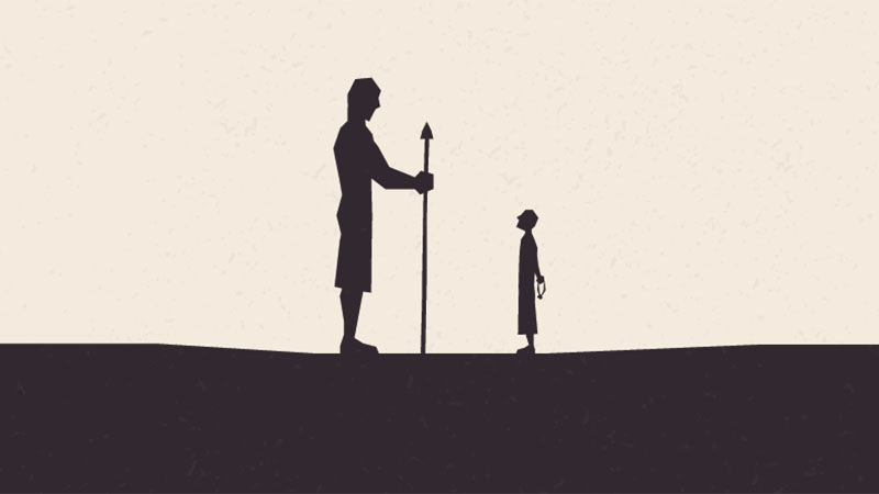 David facing Goliath