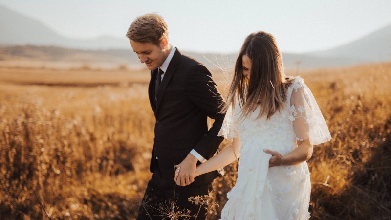 Man and woman on their wedding day