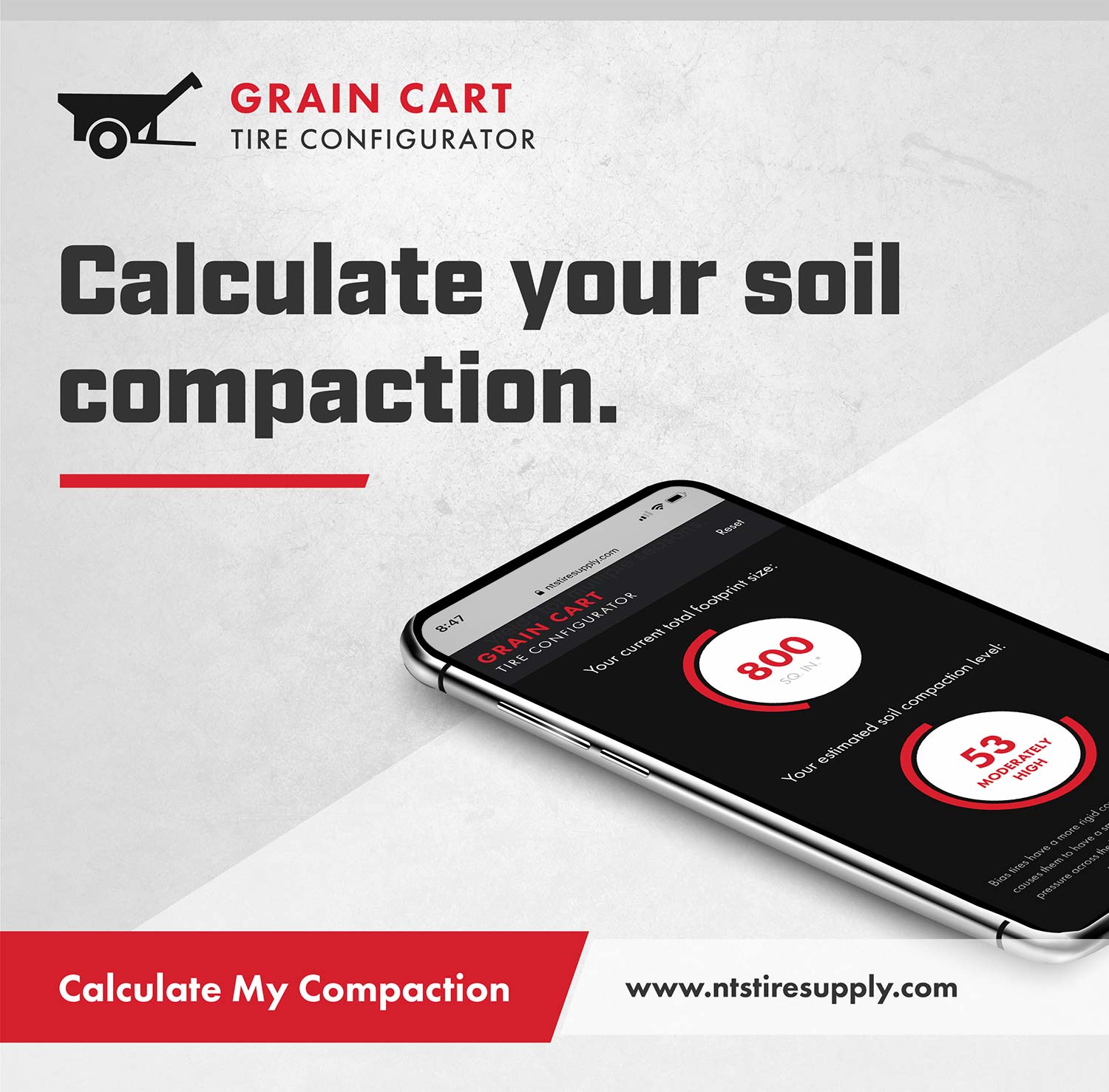 Calculate your soil compaction with NTS Tire Supply's Grain Cart Configurator