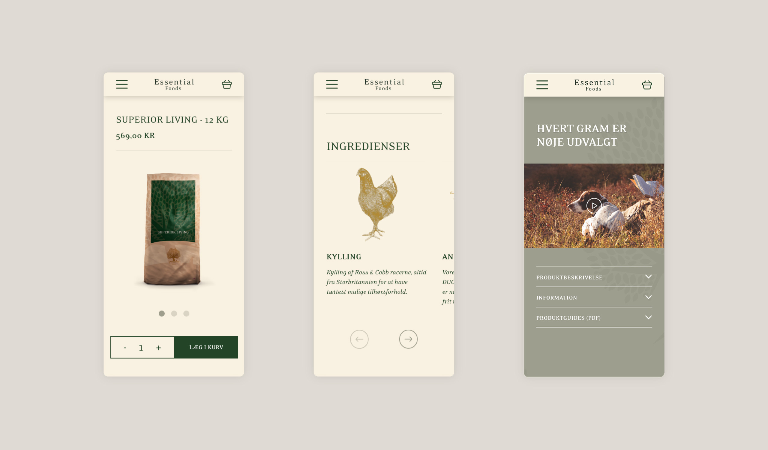 Mobile webshop selling dog food