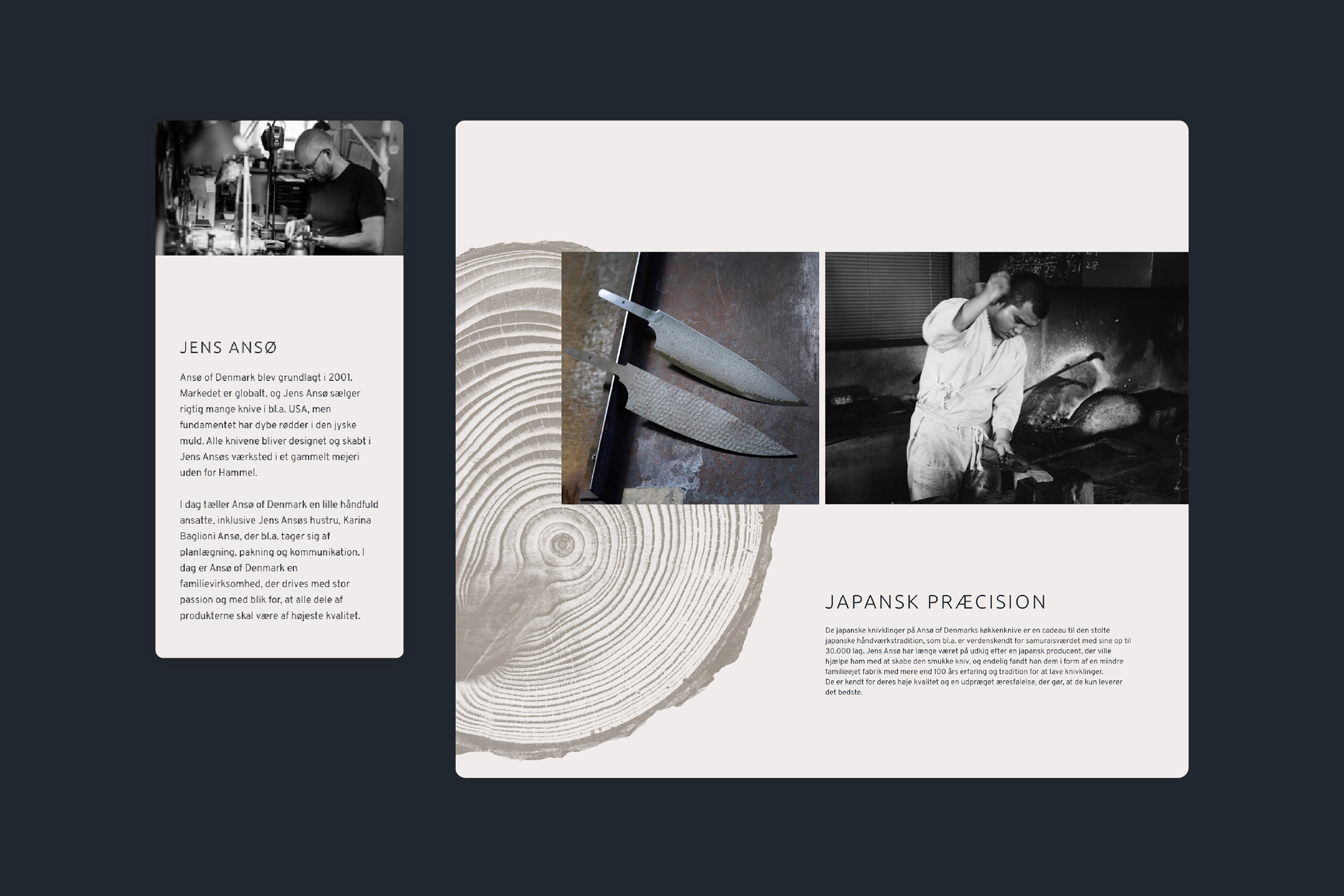 Website about man handcrafting kitchen knives