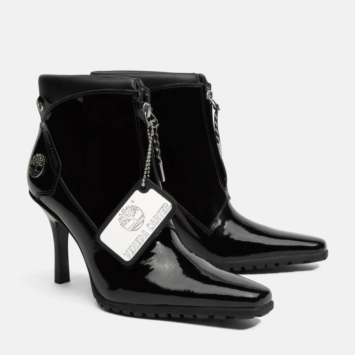 Timberland x Veneda Carter Zip Patent High Heel Boot - Black Patent - TB0A69TBEL61