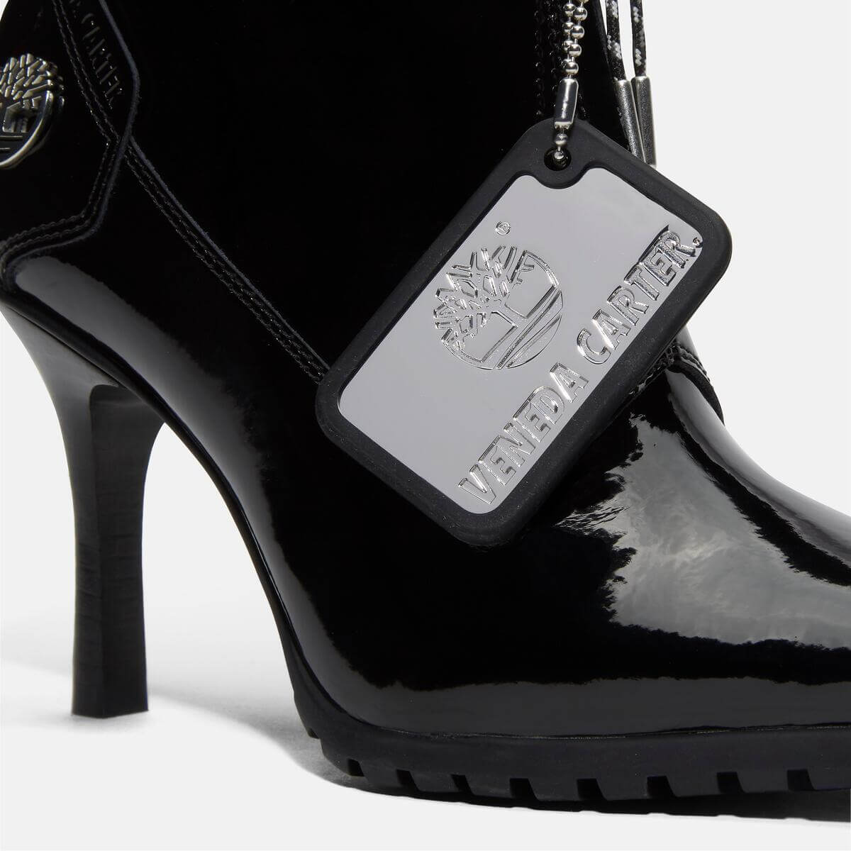 Timberland x Veneda Carter Zip Patent High Heel Boot - Black Patent - TB0A69TBEL61