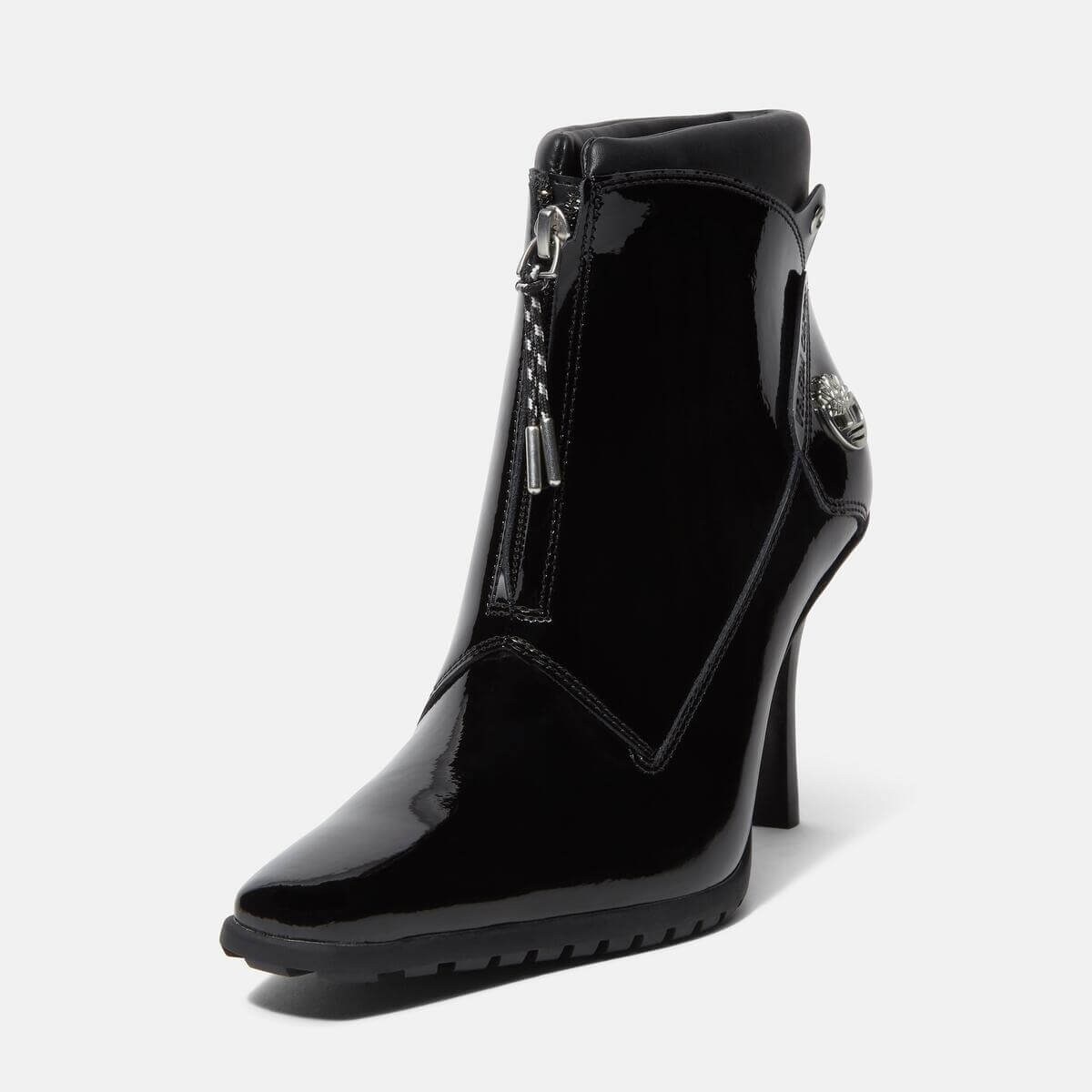 Timberland x Veneda Carter Zip Patent High Heel Boot - Black Patent - TB0A69TBEL61