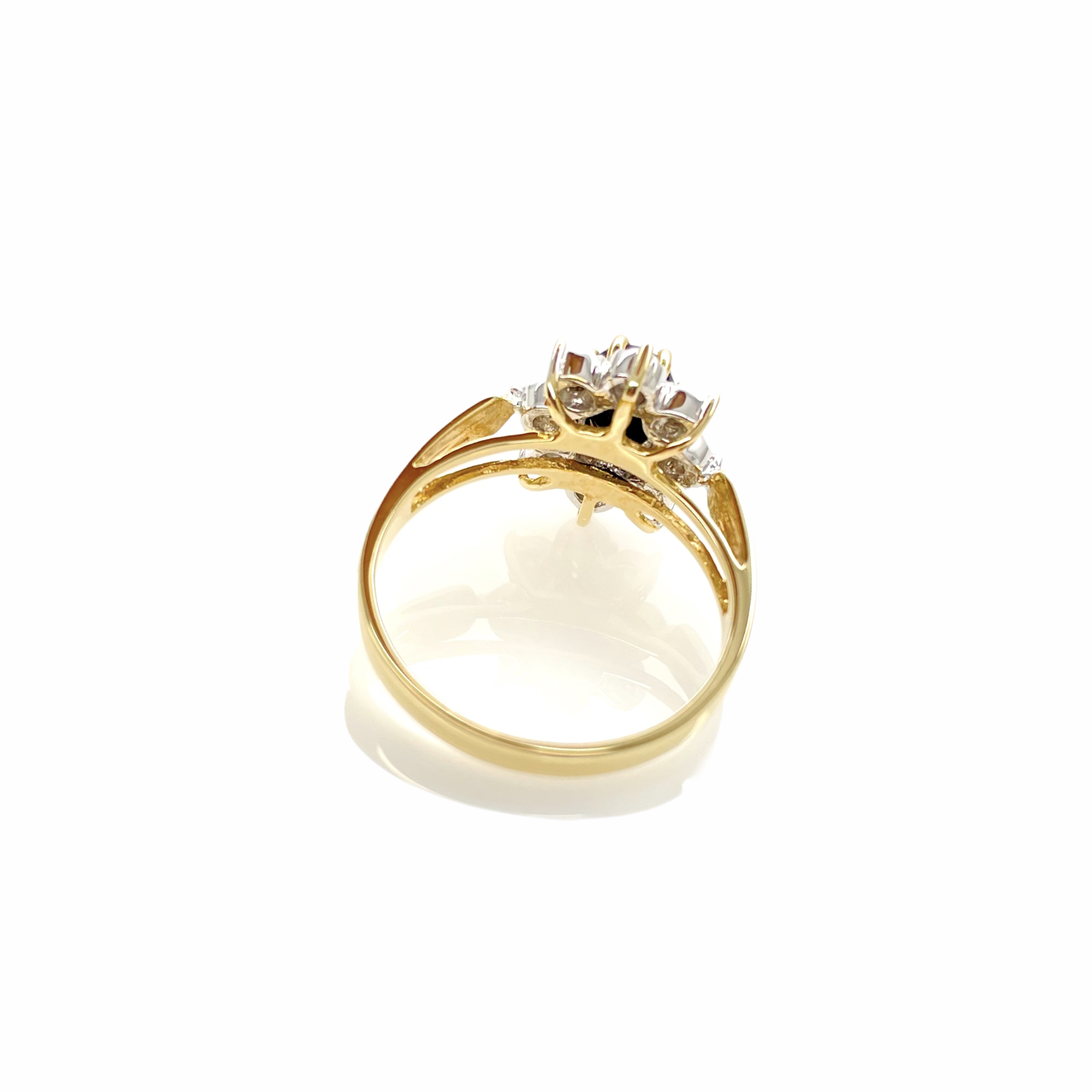 Gelbgold Brillantring mit Saphir -  ca. 0.05ct Brillanten — Bild 3 von 3